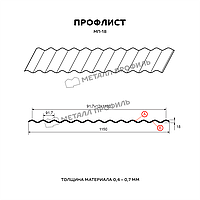 Металл Профиль Профлист МЕТАЛЛ ПРОФИЛЬ МП-18x1100-B NormanMP (ПЭ-01-9003-0,5)