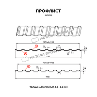 Металл Профиль Профлист МЕТАЛЛ ПРОФИЛЬ МП-20x1100-A RETAIL (ПЭ-01-9003-СТ)