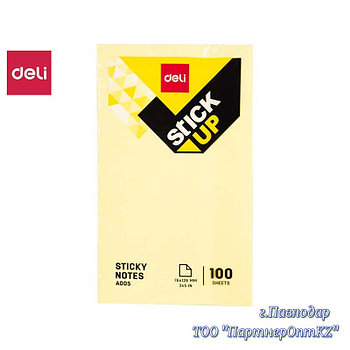 Самоклеящийся блок Deli "Stick Up", 76 х126 мм, желтые, 100 листов 00553