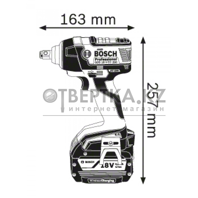 Аккумуляторный гайковерт Bosch GDS 18 V-EC 250 06019D8120 - фото 5 - id-p108583620