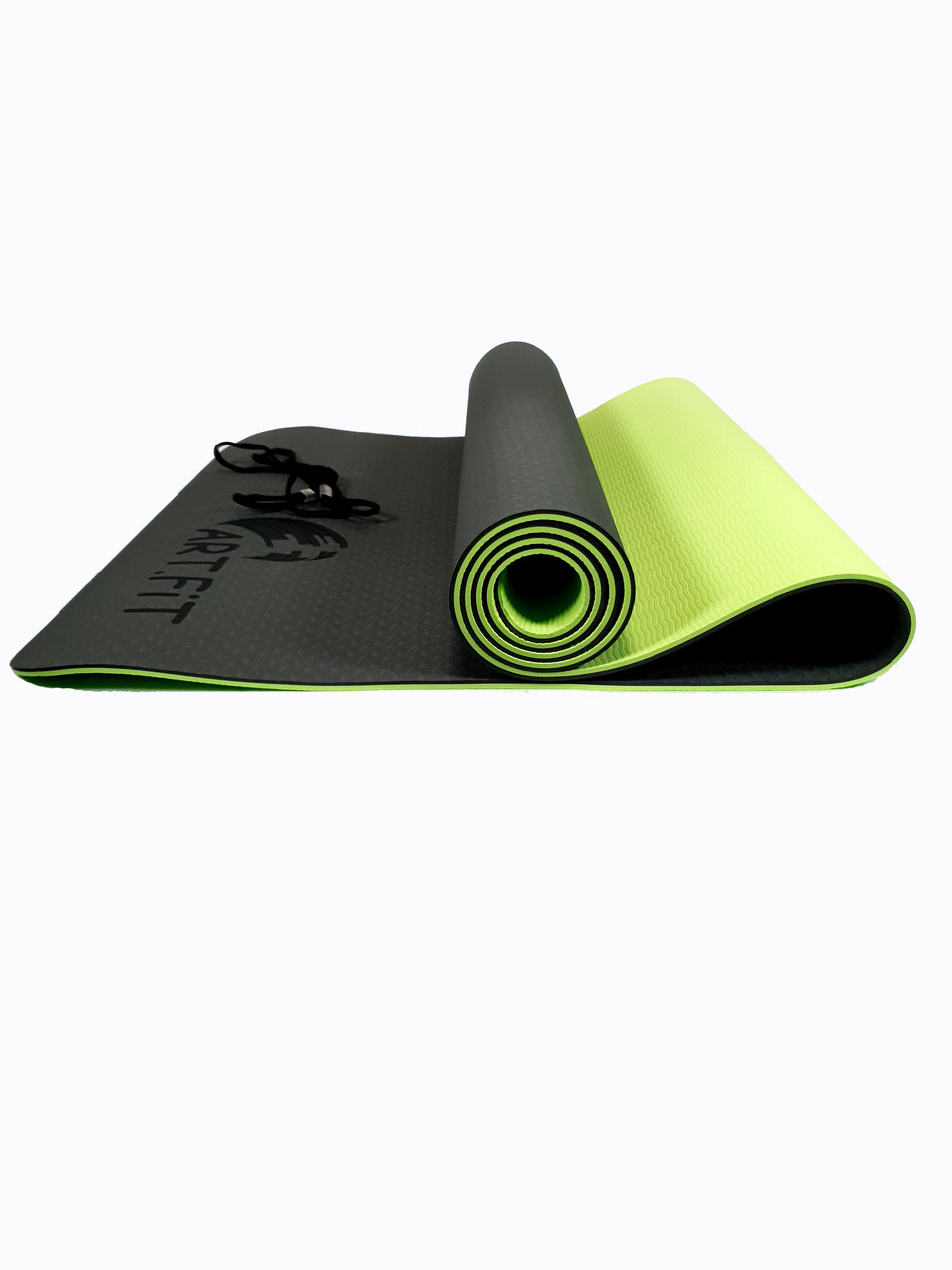 Коврики для йоги ART.FiT (61х183х0.6 см) TPE, с чехлом, цвета в ассортименте черно-зеленый - фото 2 - id-p108589717