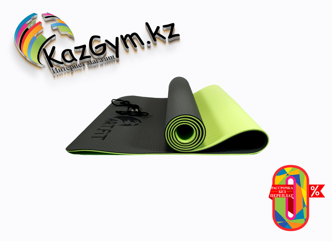 Коврики для йоги ART.FiT (61х183х0.6 см) TPE, с чехлом, цвета в ассортименте черно-зеленый - фото 6 - id-p108589717