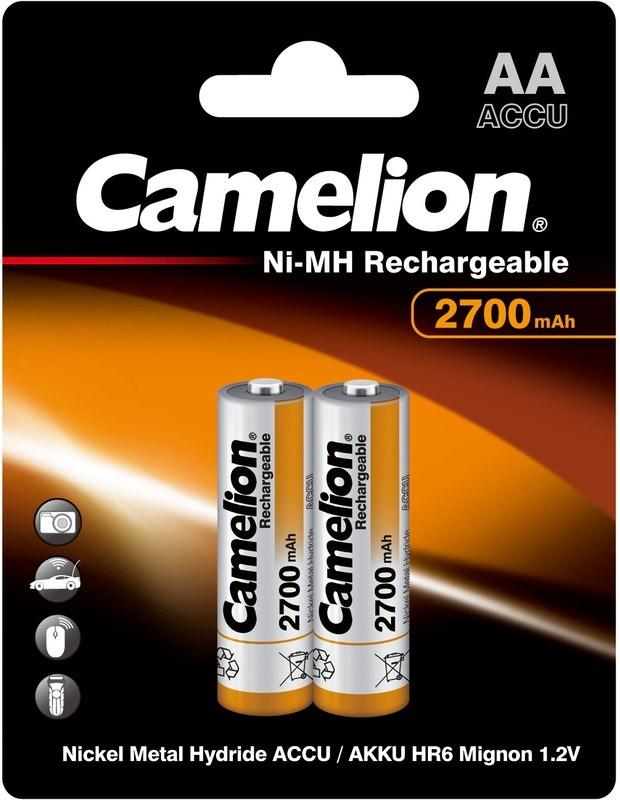 Батарейки CAMELION AA-2700mAh Ni-Mh (NH-AA2700BP2, аккумулятор,1,2В) BL-2шт (блистер) 7371 - фото 1 - id-p108597968