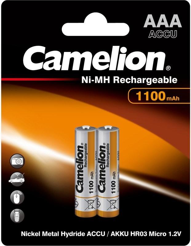 Батарейки CAMELION AAA-1100mAh Ni-Mh (NH-AAA1100BP2, аккумулятор,1,2В) BL-2шт (блистер) 7372 - фото 1 - id-p108597972
