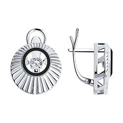 Серьги из серебра с фианитами и эмалью Diamant 94-120-01875-1 покрыто  родием