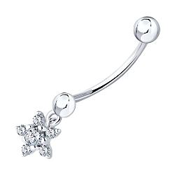 Пирсинг из серебра с фианитами Diamant 94-160-02014-1 серебро с родием