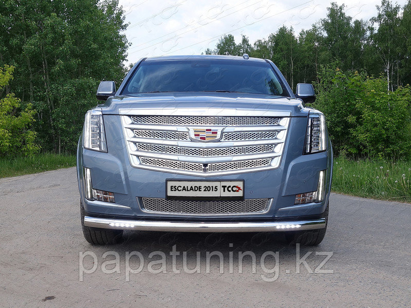 Защита передняя нижняя (с ДХО) 76,1 мм ТСС для Cadillac Escalade 2015-, фото 1