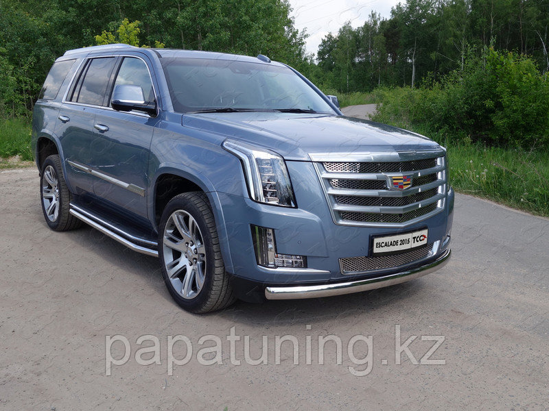 Защита передняя нижняя (овальная) 75х42 мм ТСС для Cadillac Escalade 2015-, фото 1