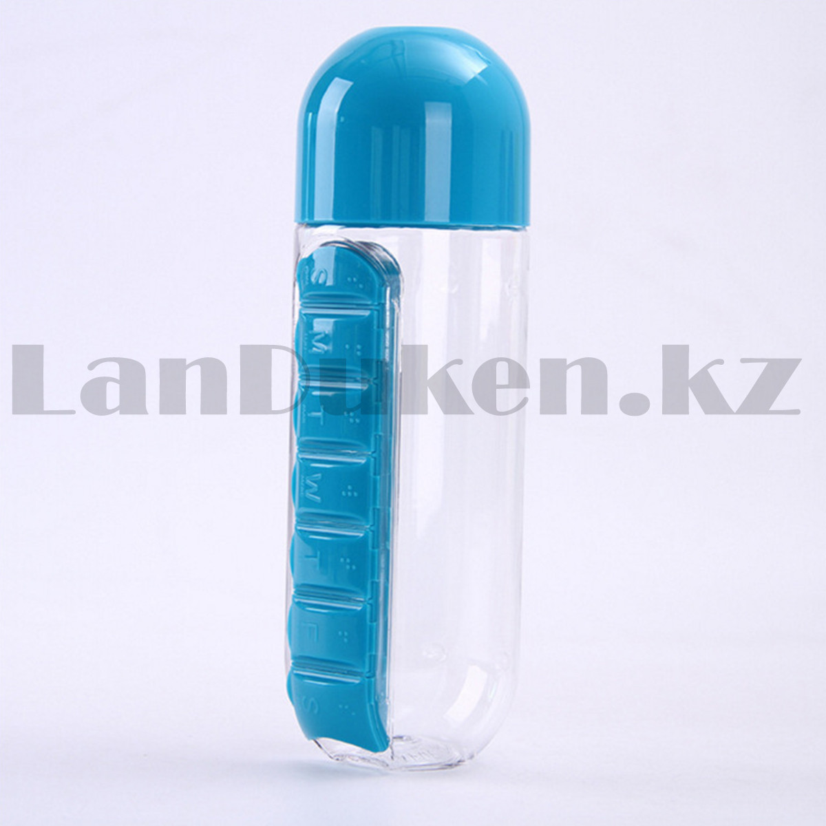 Бутылка для воды с органайзером для таблеток 700 мл голубая - фото 3 - id-p108599894