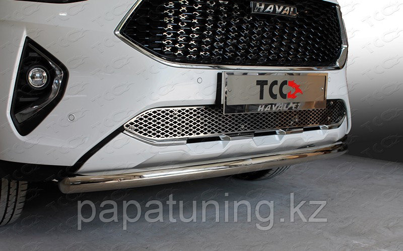 Защита передняя нижняя (короткая) 60,3 мм ТСС для HAVAL F7 2019-2022 (1,5 л., 4WD)