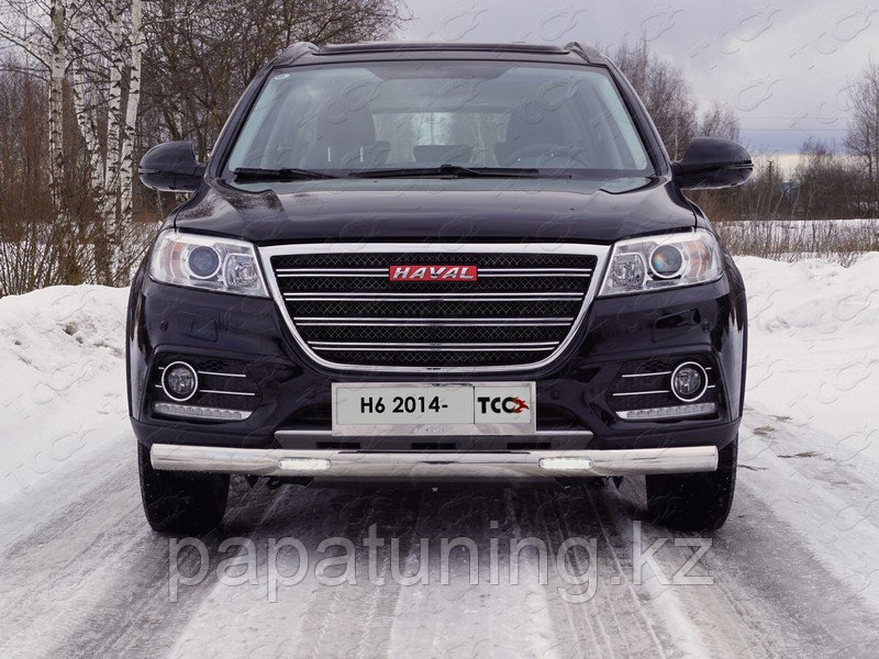 Защита передняя нижняя (овальная с ДХО) 75х42 мм ТСС для Haval H6 2015-