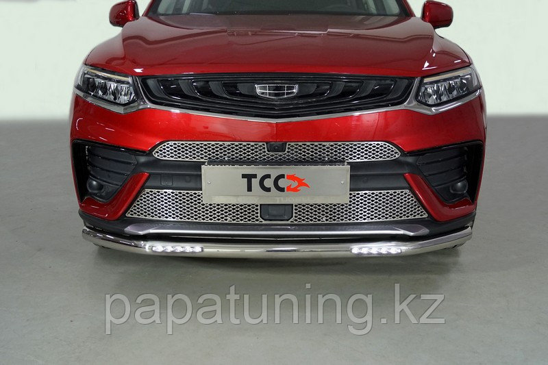 Защита передняя нижняя (с ДХО) 60,3 мм ТСС для Geely Tugella 2020-2022, фото 1