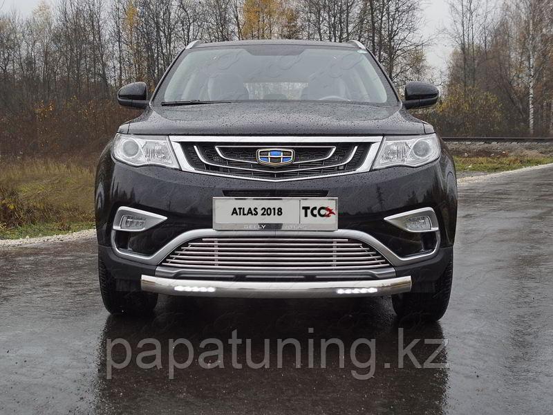 Защита передняя нижняя (овальная с ДХО) 75х42 мм ТСС для Geely Atlas 2018- - фото 1 - id-p108380369