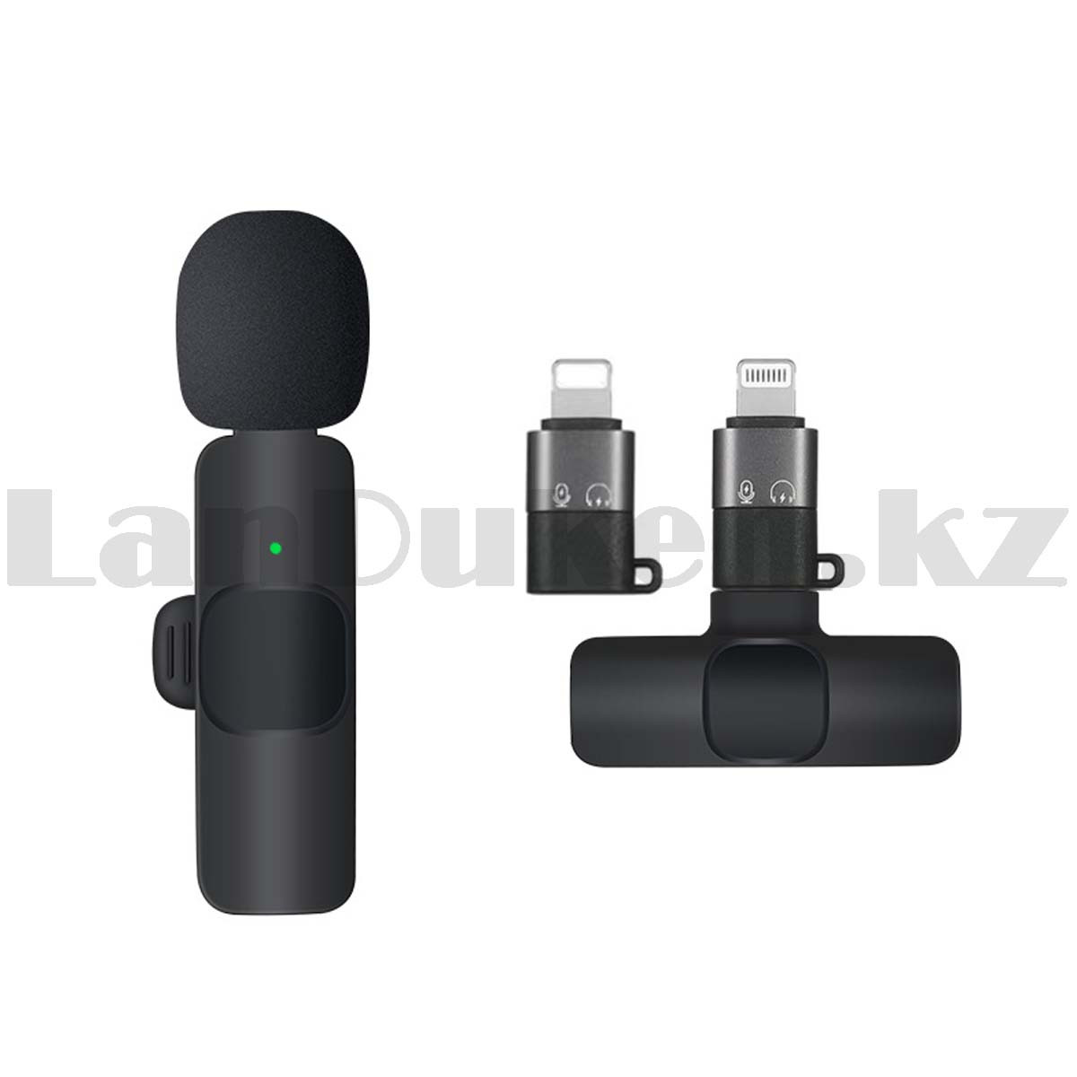 Петличный микрофон беспроводной Type-C и переходник Lightning K8 черный - фото 3 - id-p108600000