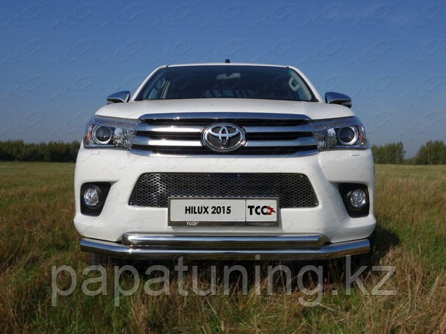 Защита передняя нижняя (двойная) 76,1/60,3 мм ТСС для Toyota Hilux 2015-, фото 1