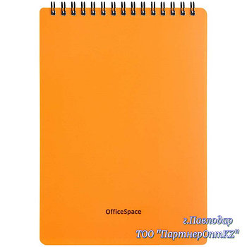 Блокнот А5 60л. на гребне OfficeSpace "Neon", оранжевая пластиковая обложка 28935