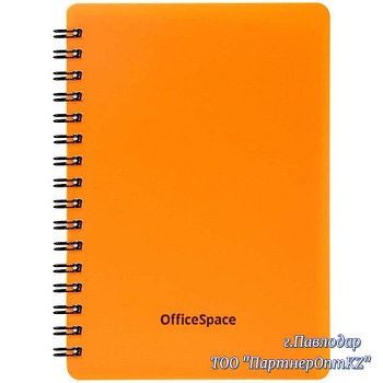 Записная книжка А6 60л. на гребне OfficeSpace "Neon", оранжевая пластиковая обложка 35417