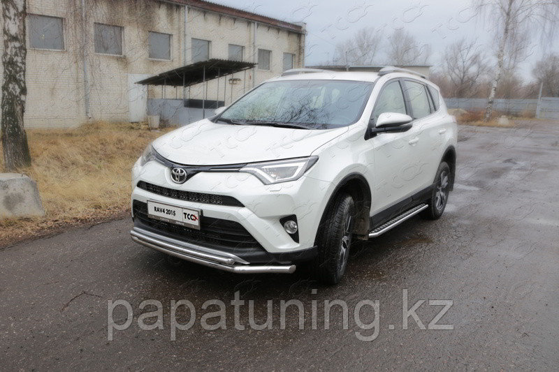 Защита передняя нижняя (двойная) 60,3/42,4 мм ТСС для Toyota RAV4 2015-2019, фото 1