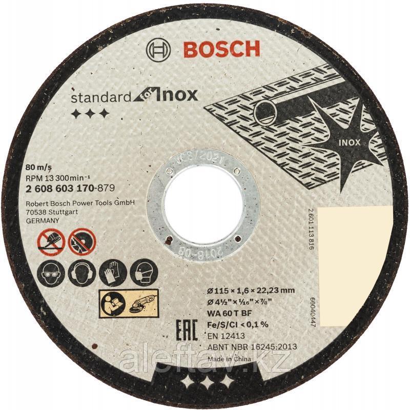 Диск отрезной по нержавеющей стали Standard, 115x1.6 х 22.2 мм Bosch