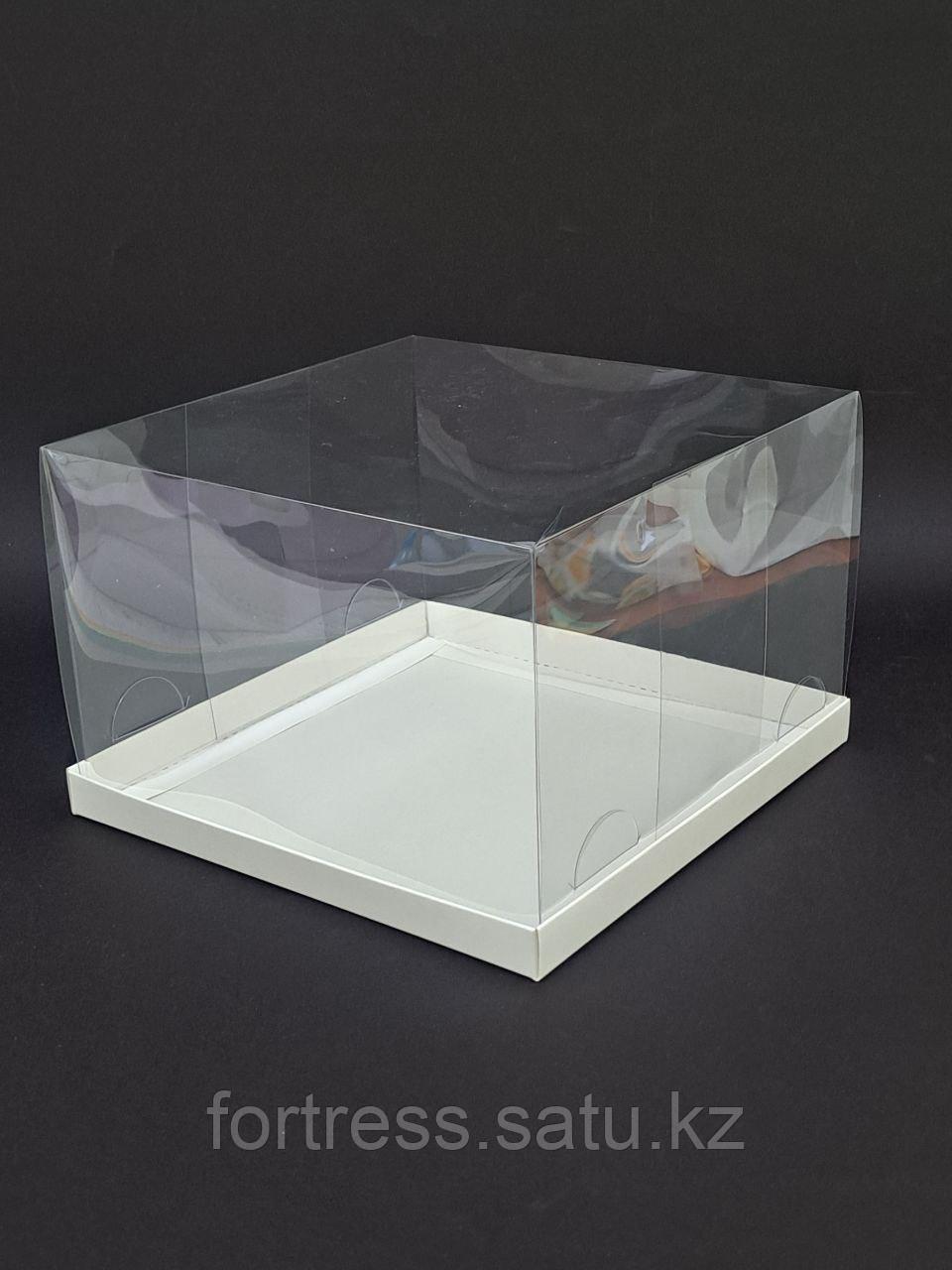 Коробка 22,5*22,5*15см с прозрачной крышкой, дно белое - фото 1 - id-p105095630