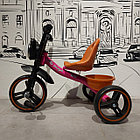 Розовый Детский трехколесный велосипед "Harley Davidson". Музыкальный. Фара горит., фото 8