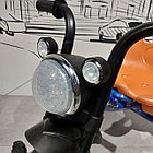 Синий Детский трехколесный велосипед "Harley Davidson". Музыкальный. Фара горит., фото 3