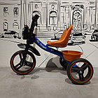 Синий Детский трехколесный велосипед "Harley Davidson". Музыкальный. Фара горит., фото 8