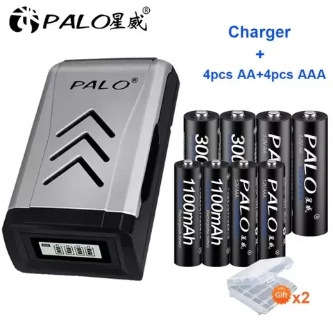 Зарядное устройство PALO NC555 с питанием от USB + комплект Ni-MH аккумуляторов (4AA + 4AAA) - фото 2 - id-p108619234