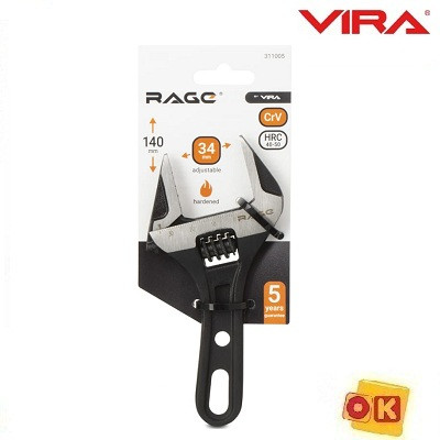 Разводной ключ с укороченной ручкой 140 мм RAGE by VIRA  311005