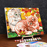 Картина по номерам на холсте с подрамником «Котята в листве» 40×50 см, фото 2