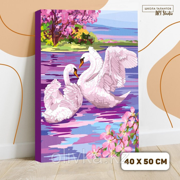 Картина по номерам на холсте с подрамником «Лебеди» 40×50 см - фото 2 - id-p79185236