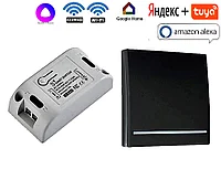 Беспроводной выключатель черный с радиореле и Wi-Fi Алиса
