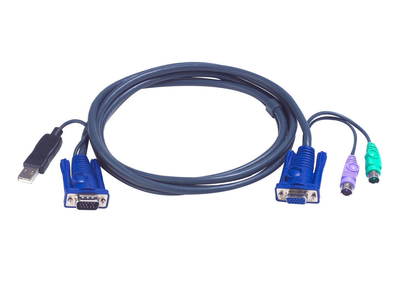 КВМ-кабель со встроенным конвертером интерфейса PS/2-USB (1.8м)  2L-5502UP ATEN