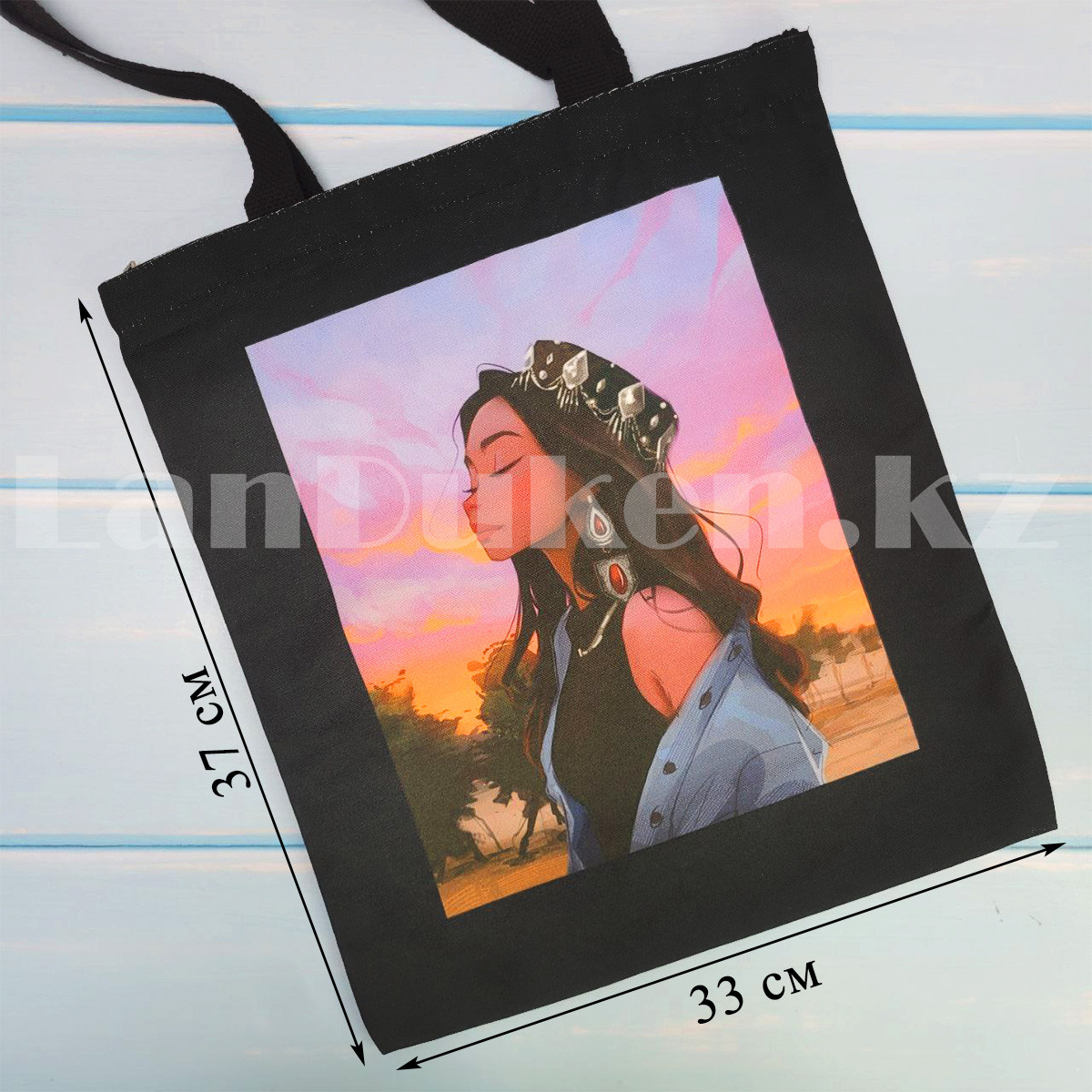 Шоппер эко сумка с принтом девушки на закате - фото 1 - id-p108623966
