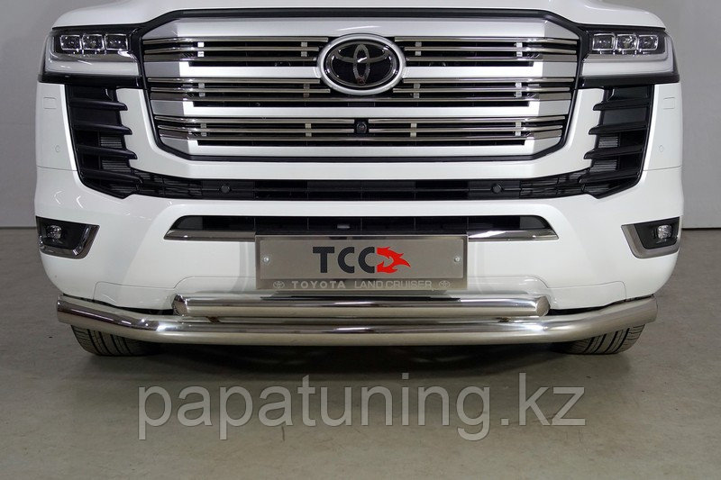 Защита передняя нижняя (двойная) 76,1/60,3 мм ТСС для Toyota Land Cruiser 300 (70TH ANNIVERSARY) 2021-, фото 1