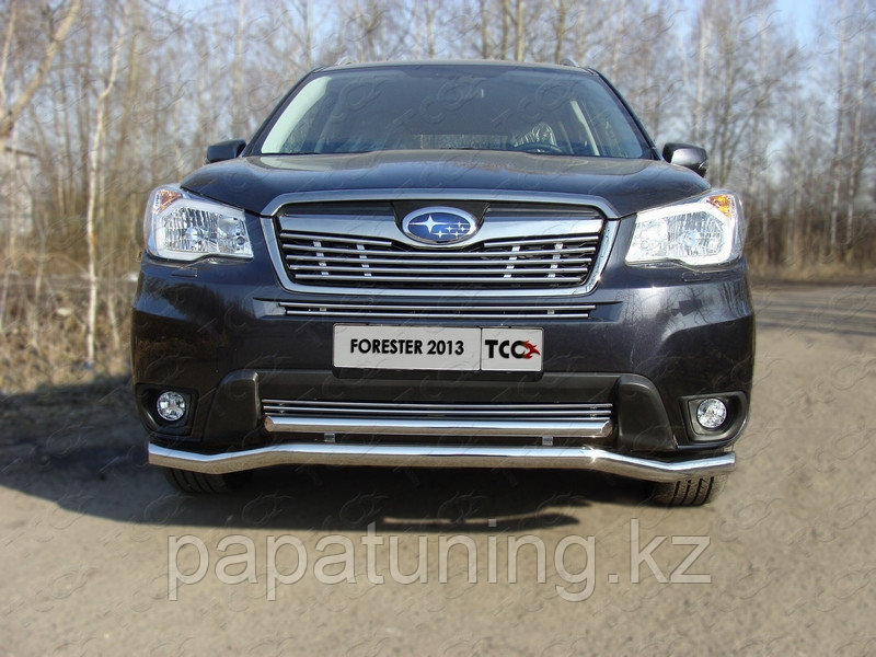 Защита передняя нижняя (двойная) 60,3/42,4 мм ТСС для Subaru Forester (SJ) 2013-2015, фото 1