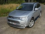 Защита передняя нижняя (овальная) 75х42 мм ТСС для Mitsubishi Outlander 2012-2014
