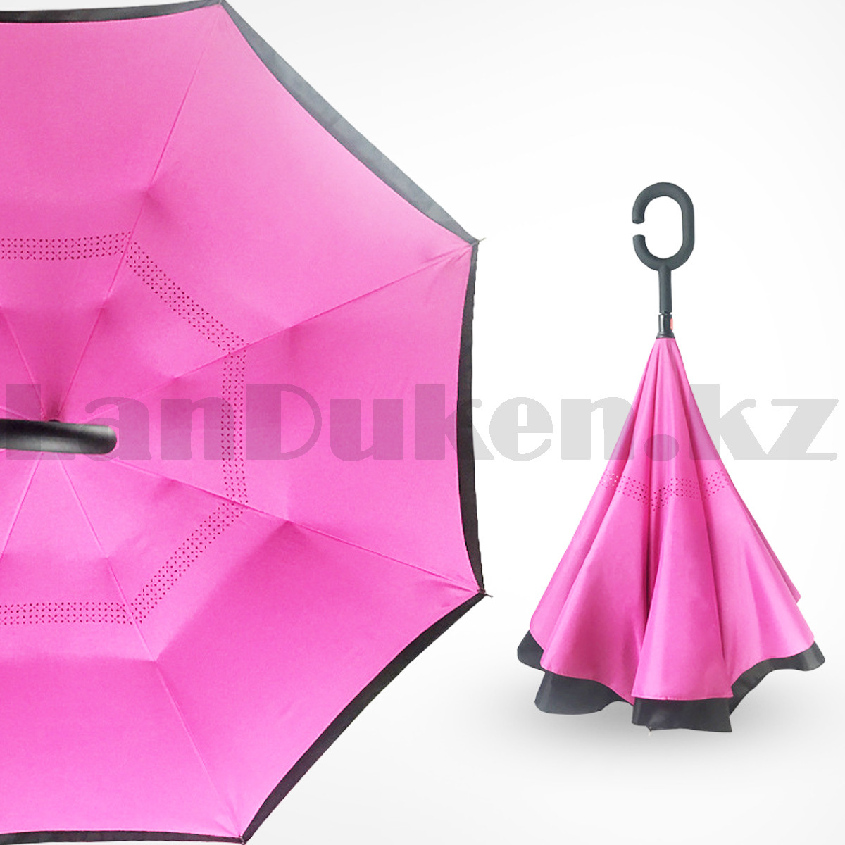 Зонт наоборот перевертыш механический розовый - фото 1 - id-p108624458