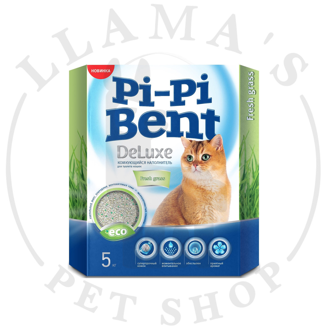 Pi-pi-bent De Luxe Fresh Grass Наполнитель для кошачьего туалета комкующийся коробка 5 кг - фото 1 - id-p108625094