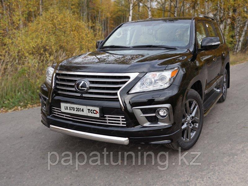 Защита передняя нижняя (овальная короткая) 75х42 мм ТСС для Lexus LX 570 Sport 2014-2015 - фото 1 - id-p108380664