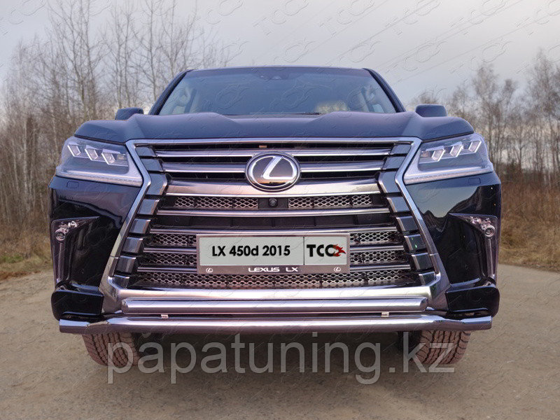 Защита передняя нижняя (двойная) 60,3/50,8 мм ТСС для Lexus LX 450d/LX 570 2015- (кроме F-Sport) - фото 1 - id-p108380653