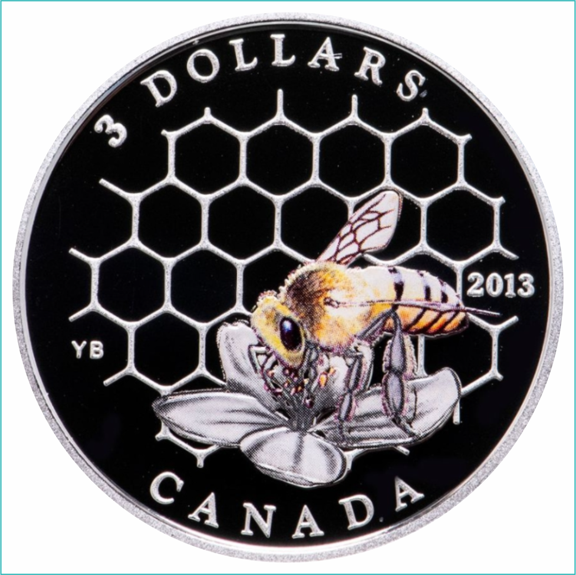 Монета "Пчела и улей" 3 доллара (Канада)