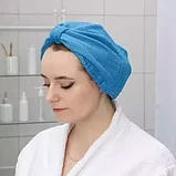 Полотенце-шапочка супервпитывающее для быстрой сушки волос Hair Wrap (Голубой), фото 2