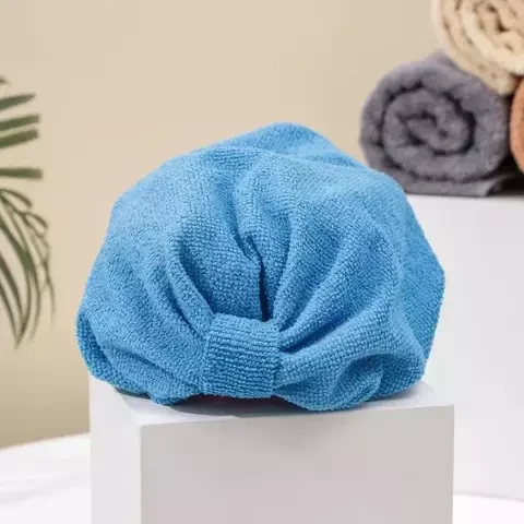 Полотенце-шапочка супервпитывающее для быстрой сушки волос Hair Wrap (Голубой) - фото 4 - id-p108636596