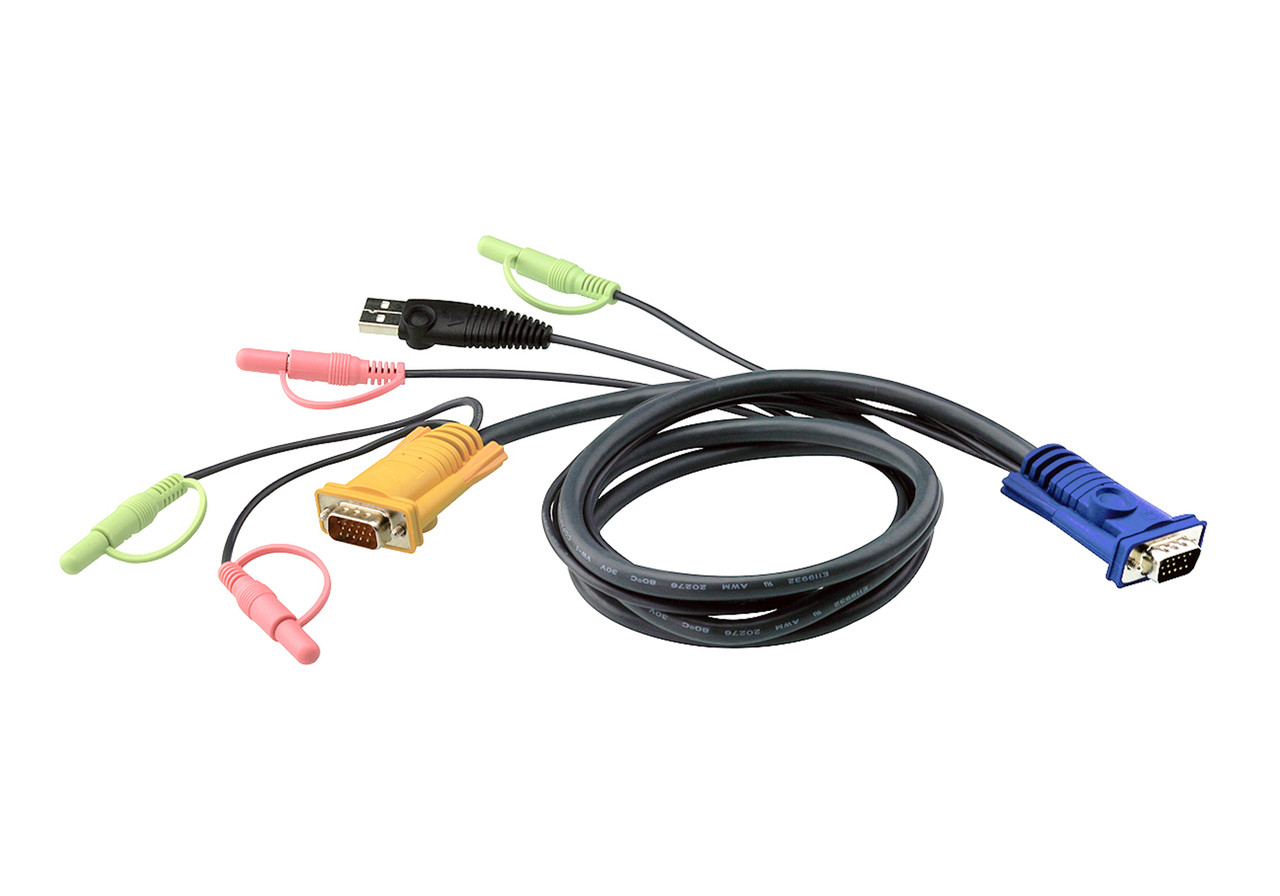 КВМ-кабель с интерфейсами передачи звука, USB, VGA и разъемом SPHD 3-в-1 (1.8м)  2L-5302U ATEN