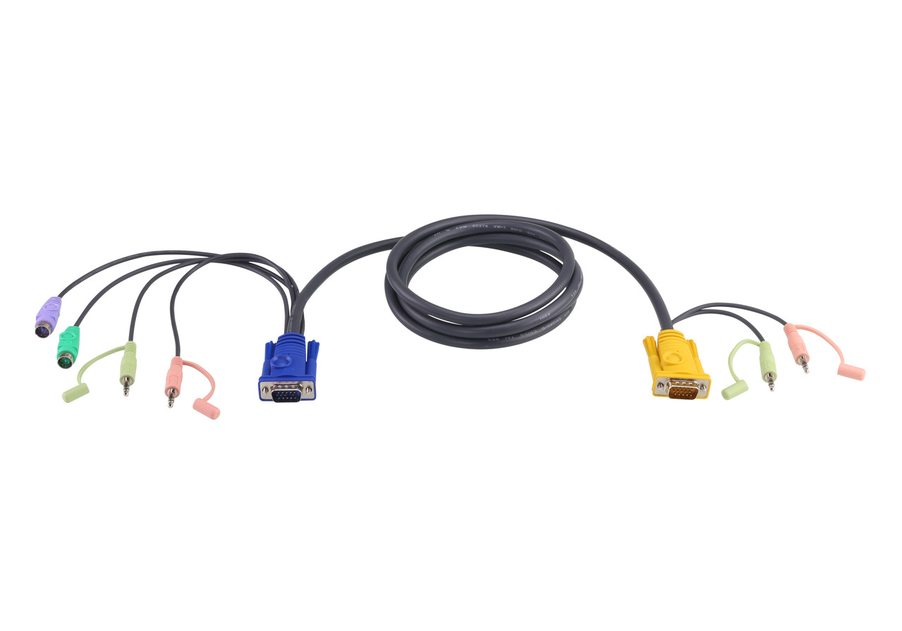 КВМ-кабель с интерфейсами передачи звука, PS/2, VGA и разъемом SPHD 3-в-1 (1.8м)  2L-5302P ATEN