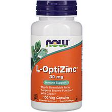 Now Foods, L-OptiZinc, 30 мг, 100 кап.