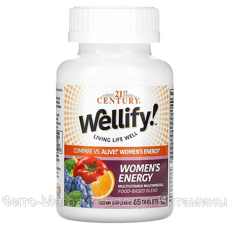 21st Century, Wellify, энергетические мультивитамины и мультиминералы для женщин, 65 таб., фото 2