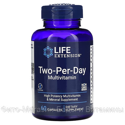 Life Extension, мультивитамины для приема два раза в день, 60 кап., фото 2