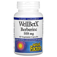 Natural Factors, WellBetX, берберин, 500 мг, 60 кап.